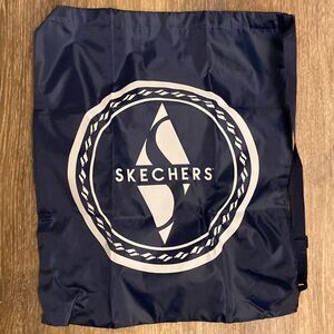 E167 Skechers backpack tote drawstring bag navy great 20” X 16”*